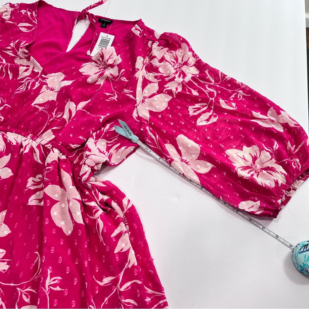 NWT Torrid Pink White Floral Clip Swiss Dot Pockets Dress Size 3X - Picture 12 of 14